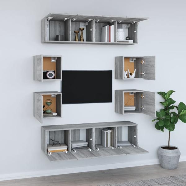 8-tlg. TV-Schrank-Set Grau Sonoma Holzwerkstoff