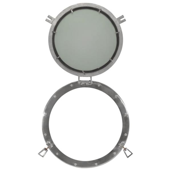 Bullaugen-Spiegel Wandmontage Ø50 cm Aluminium und Glas