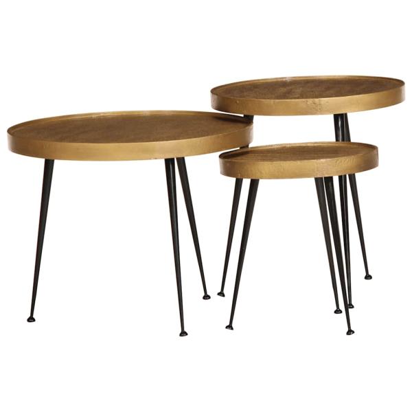 ARDEBO.de - Couchtisch 3 Stk. Golden Holzwerkstoff