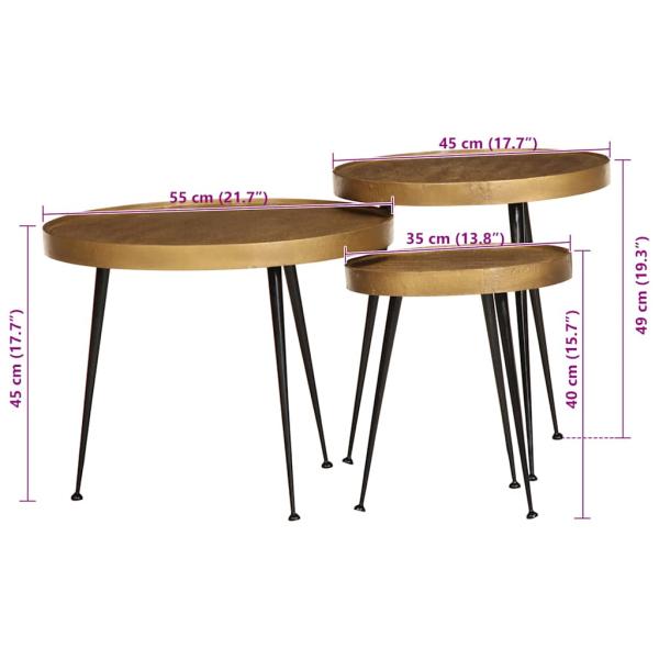 Couchtisch 3 Stk. Golden Holzwerkstoff