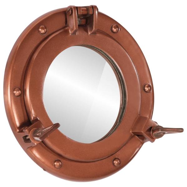 ARDEBO.de - Bullaugen-Spiegel Wandmontage Ø23 cm Aluminium und Glas