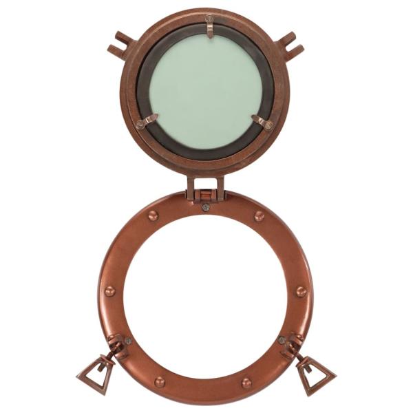 Bullaugen-Spiegel Wandmontage Ø23 cm Aluminium und Glas