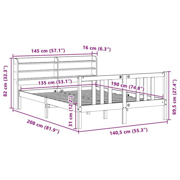 Bettgestell mit Kopfteil ohne Matratze 135x190 cm