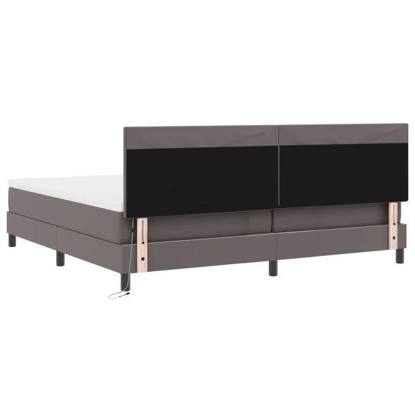 Boxspringbett mit Matratze Grau 200x200 cm Kunstleder
