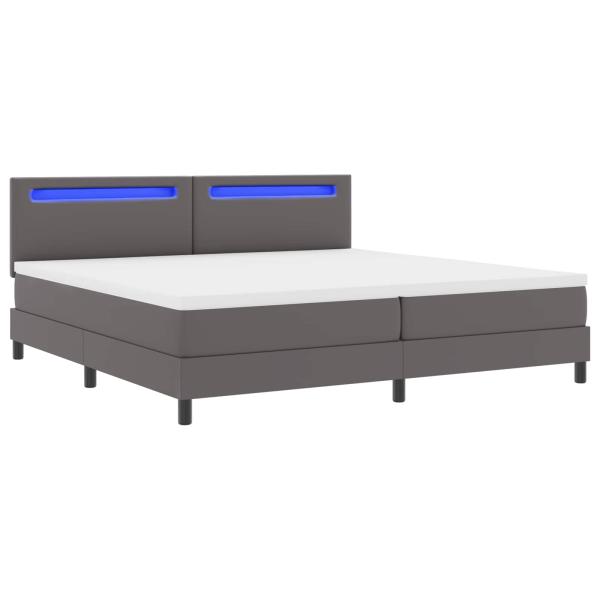 Boxspringbett mit Matratze Grau 200x200 cm Kunstleder