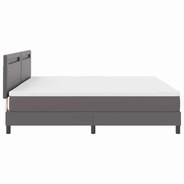 Boxspringbett mit Matratze Grau 200x200 cm Kunstleder