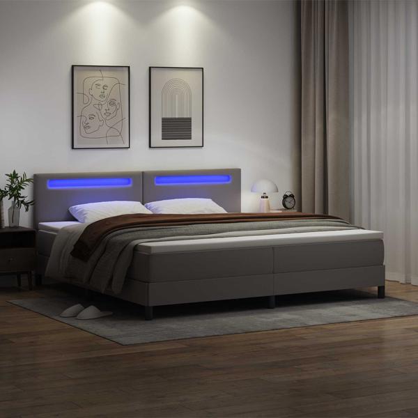 Boxspringbett mit Matratze Grau 200x200 cm Kunstleder