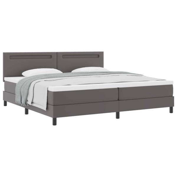 Boxspringbett mit Matratze Grau 200x200 cm Kunstleder