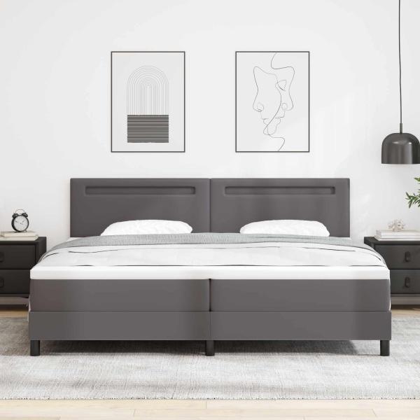 Boxspringbett mit Matratze Grau 200x200 cm Kunstleder