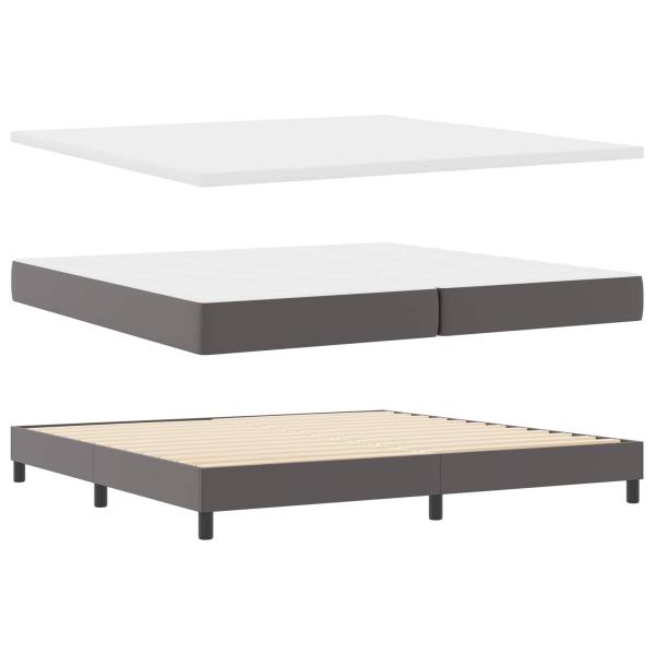Boxspringbett mit Matratze Grau 200x200 cm Kunstleder