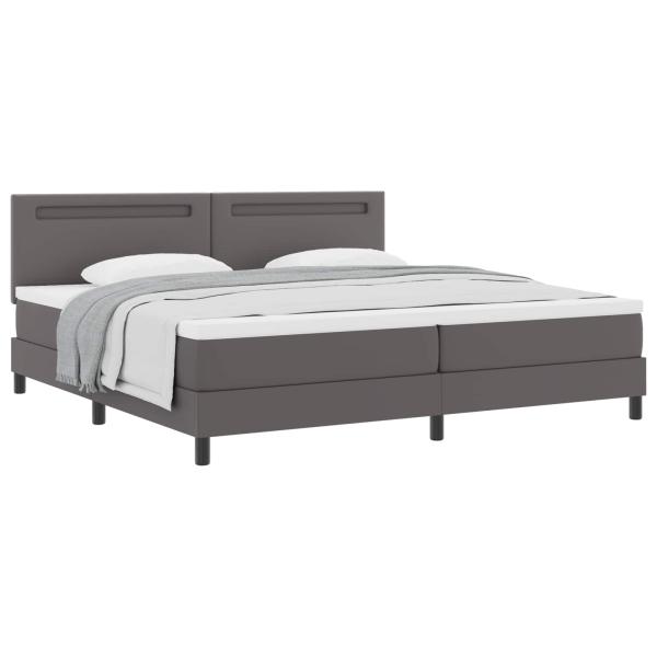 Boxspringbett mit Matratze Grau 200x200 cm Kunstleder
