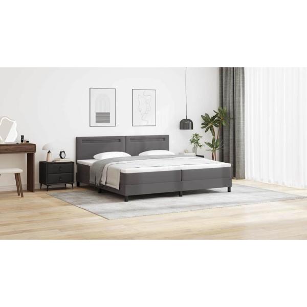 Boxspringbett mit Matratze Grau 200x200 cm Kunstleder