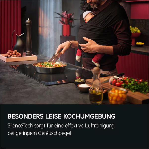 AEG GV77D61SL EEK:A+ Kopffreihaube, 90 cm breit, 725 m³/h, Hob²Hood-Funktion, SilenceTech, Breeze function, 3 Leistungsstufen + 2 Intensivstufe, Edelstahl/Schwarz