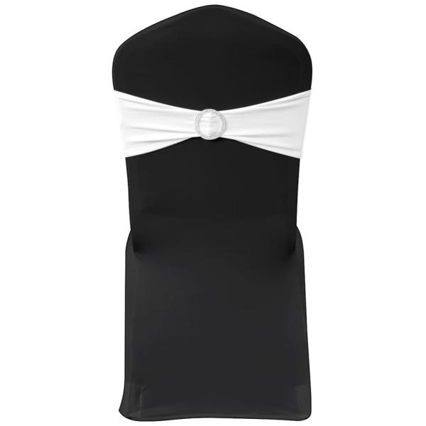 ARDEBO.de - 25 x Stuhlschleifen Stretch Schleifenbänder + Diamant Schnalle weiß