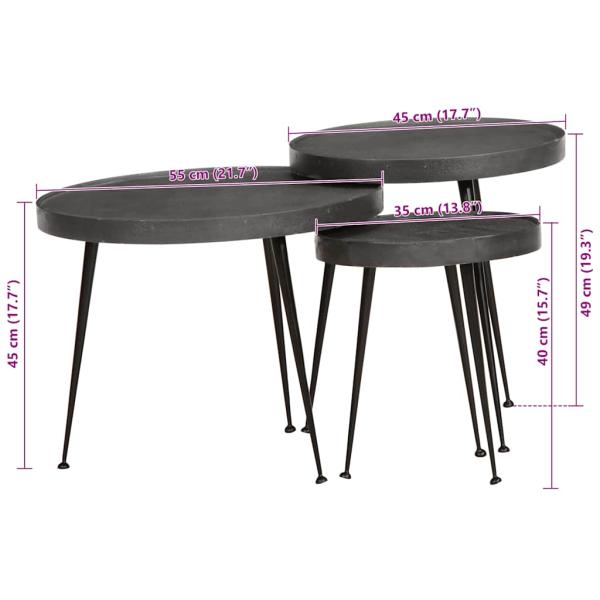 Couchtisch 3 Stk. Schwarz Holzwerkstoff