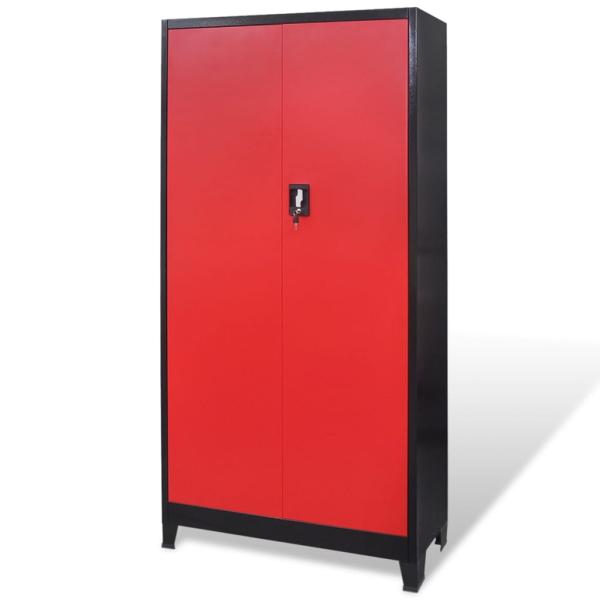 Werkzeugschrank mit Werkzeugtruhe Stahl 90x40x180cm Rot Schwarz