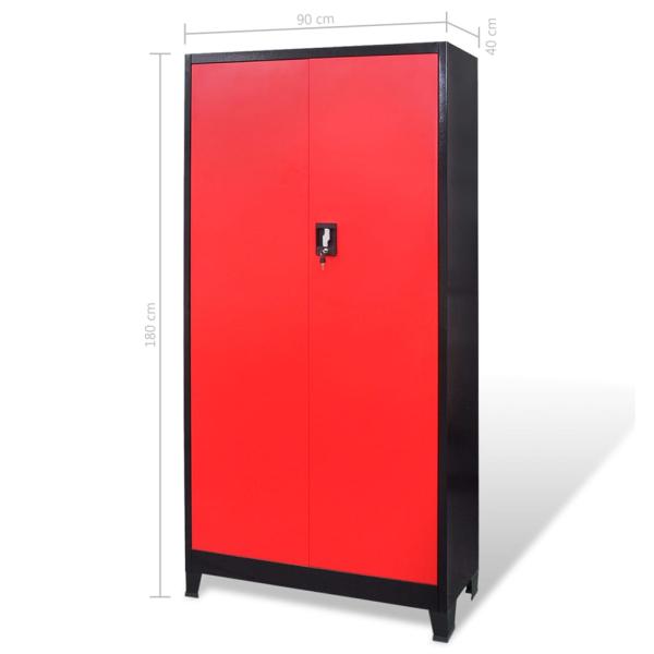 Werkzeugschrank mit Werkzeugtruhe Stahl 90x40x180cm Rot Schwarz