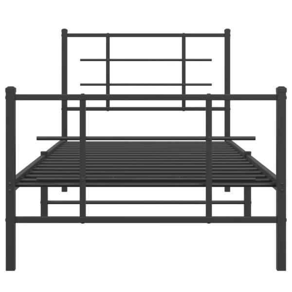 Bettgestell mit Kopf- und Fußteil Metall Schwarz 90x200 cm