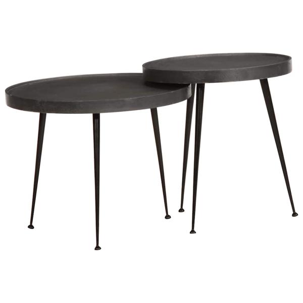ARDEBO.de - Couchtisch 2 Stk. Schwarz Holzwerkstoff