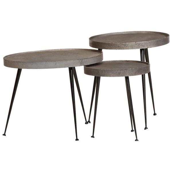 ARDEBO.de - Couchtisch 3 Stk. Silbern Holzwerkstoff