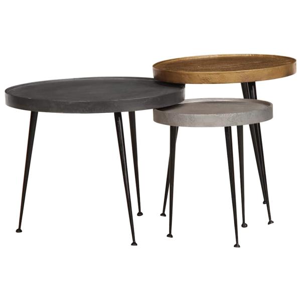 ARDEBO.de - Couchtisch 3 Stk. Mehrfarbig Holzwerkstoff