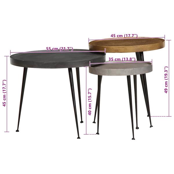 Couchtisch 3 Stk. Mehrfarbig Holzwerkstoff