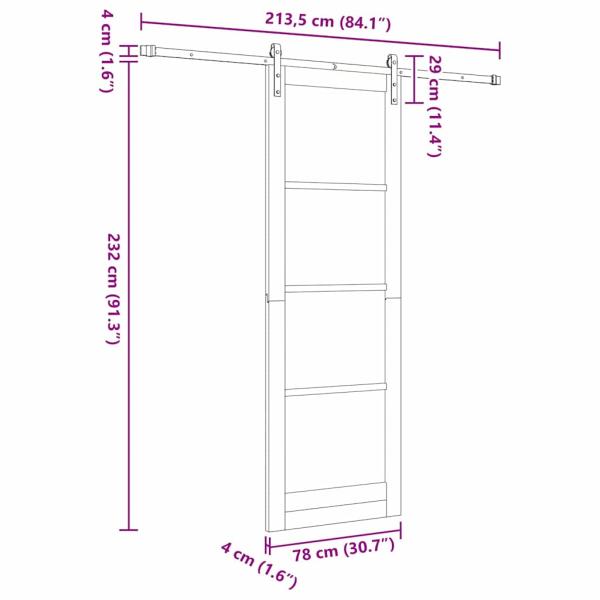 Schiebetür mit Hardware-Set 'ORKDAL'78x232 cm