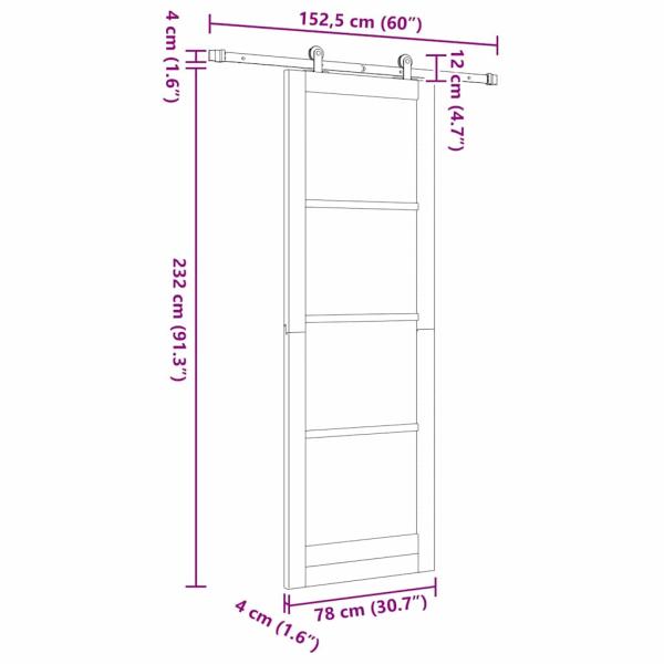 Schiebetür mit Hardware-Set 'ORKDAL'Weiß 78x232 cm