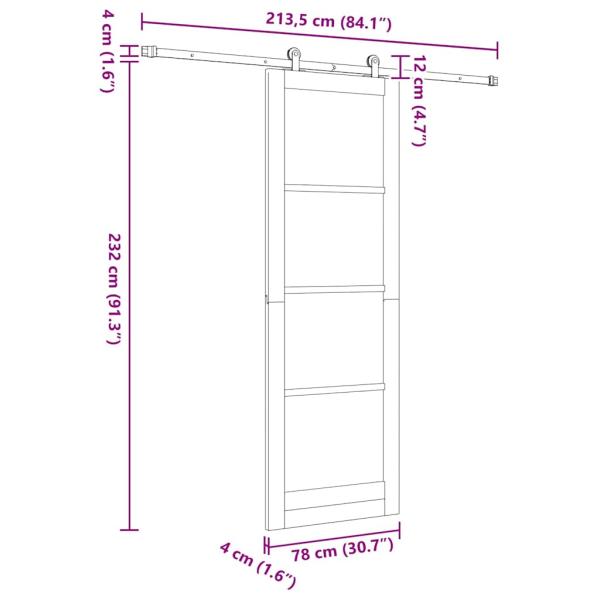 Schiebetür mit Hardware-Set 'ORKDAL'78x232 cm