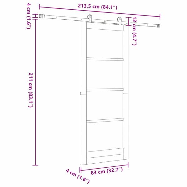 Schiebetür mit Hardware-Set 'ORKDAL'Weiß 83x211 cm