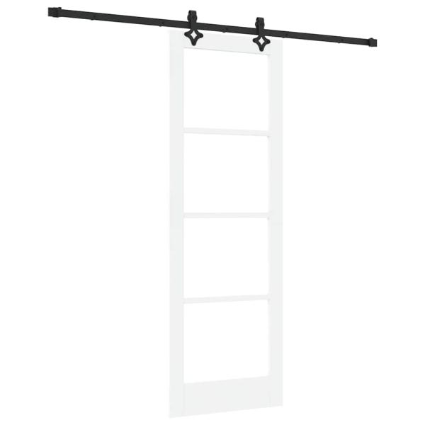 Schiebetür mit Zubehörset Weiß 73,5x211 cm Massivholz Kiefer