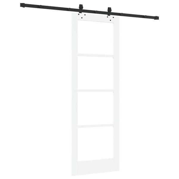 Schiebetür mit Zubehörset Weiß 73,5x211 cm Massivholz Kiefer
