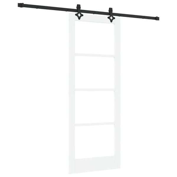 Schiebetür mit Montageset Weiß 78x202 cm Massivholz Kiefer