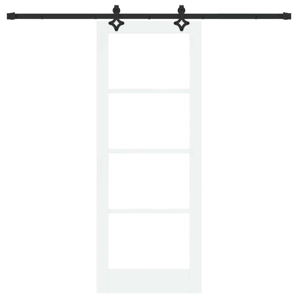 Schiebetür mit Montageset Weiß 78x202 cm Massivholz Kiefer