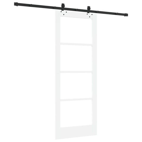 Schiebetür mit Montageset Weiß 78x202 cm Massivholz Kiefer