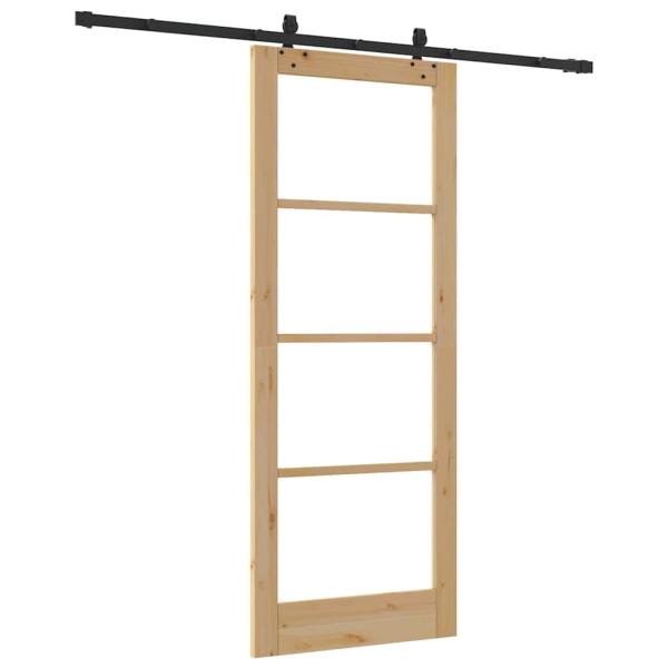 Schiebetür mit Montageset 83x211 cm Massivholz Kiefer