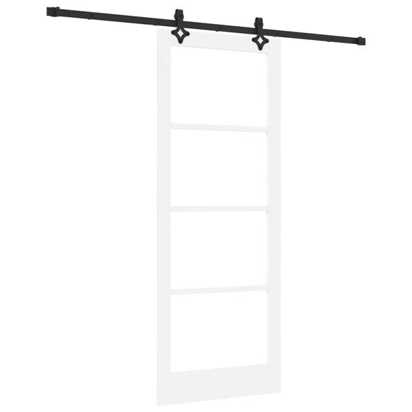 Schiebetür mit Hardware-Set Weiß 83x211 cm Massivholz Kiefer