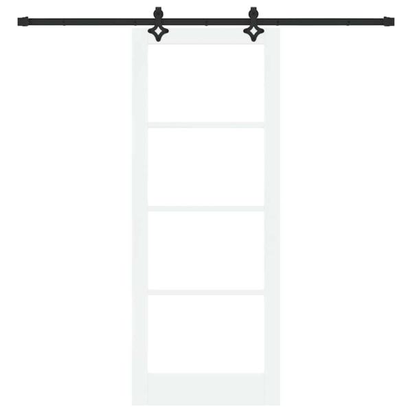 Schiebetür mit Hardware-Set Weiß 83x211 cm Massivholz Kiefer