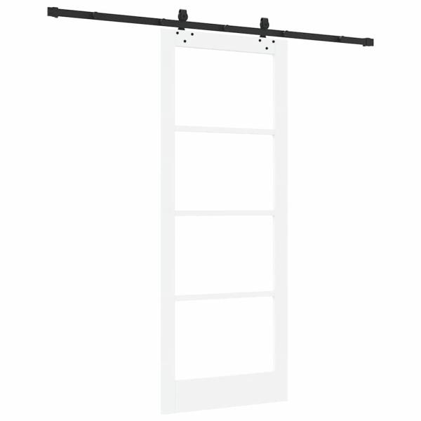 Schiebetür mit Hardware-Set Weiß 83x211 cm Massivholz Kiefer