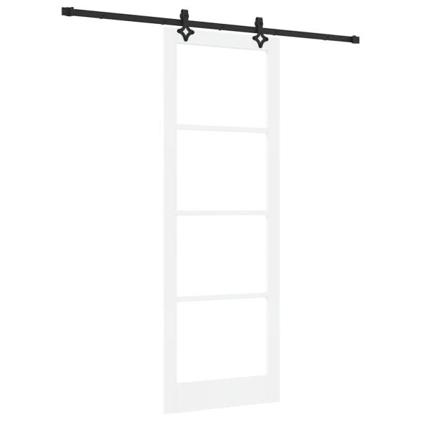 Schiebetür mit Hardware-Set Weiß 83x232 cm Massivholz Kiefer
