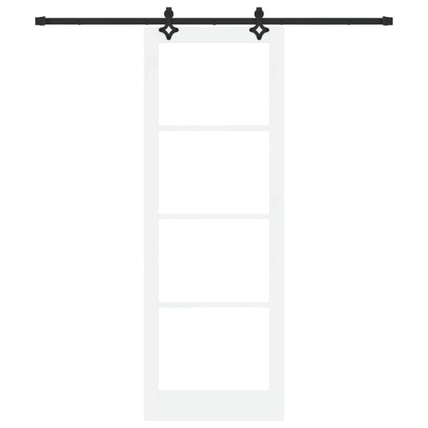Schiebetür mit Hardware-Set Weiß 83x232 cm Massivholz Kiefer