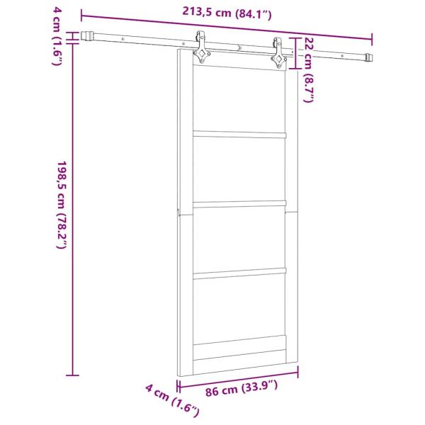 Schiebetür mit Beschlagset 86x198.5 cm Massivholzkiefer