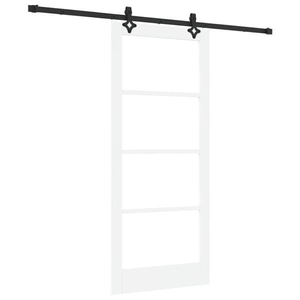 Schiebetür mit Hardware-Set Weiß 86x198,5 cm Massivholz Kiefer