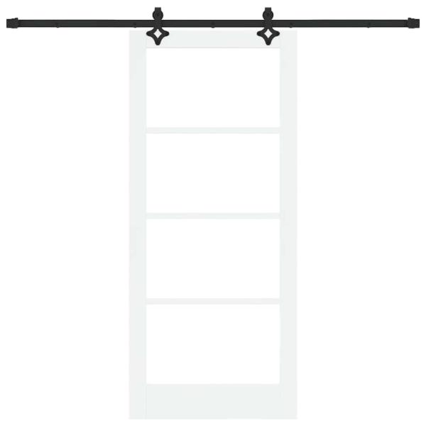 Schiebetür mit Hardware-Set Weiß 86x198,5 cm Massivholz Kiefer