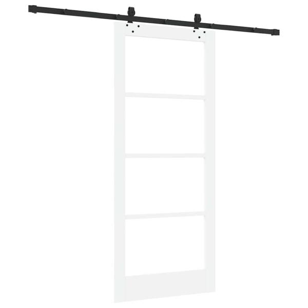 Schiebetür mit Hardware-Set Weiß 86x198,5 cm Massivholz Kiefer