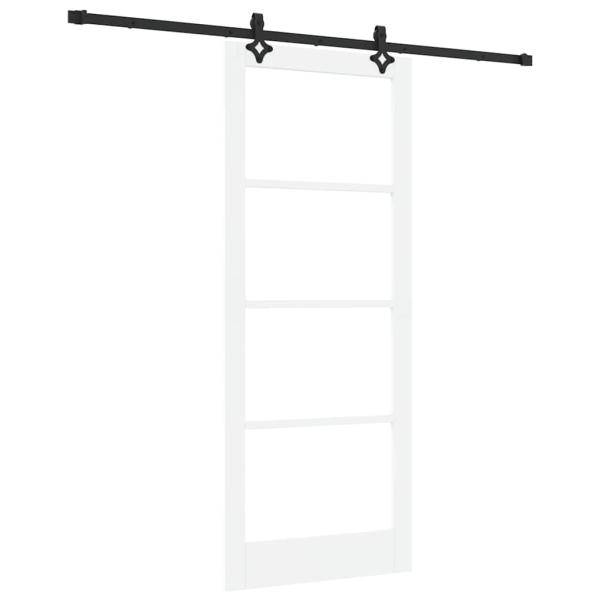 Schiebetür mit Hardware-Set Weiß 86x211 cm aus massivem Kiefernholz