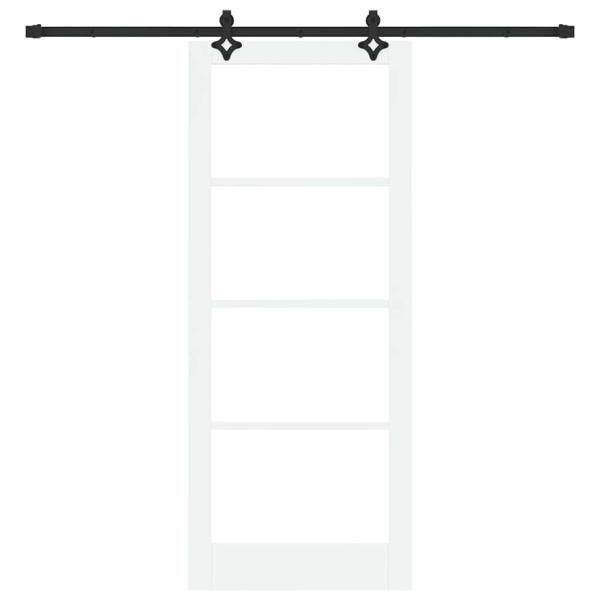 Schiebetür mit Hardware-Set Weiß 86x211 cm aus massivem Kiefernholz