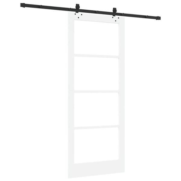 Schiebetür mit Hardware-Set Weiß 86x211 cm aus massivem Kiefernholz