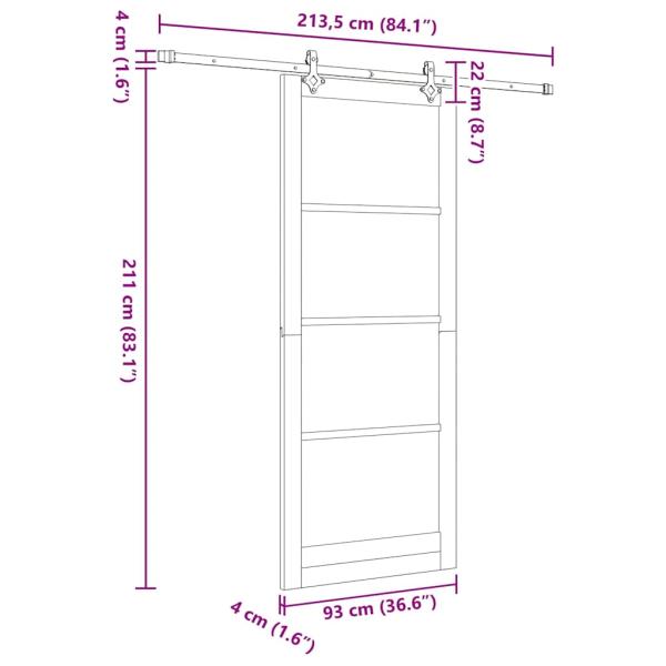 Schiebetür mit Hardware Set Weiß 93x232 cm Massivholz Kiefer