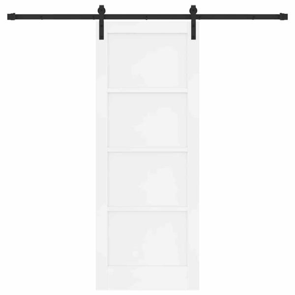 Schiebetür mit Montageset Weiß 78x202 cm aus massivem Holz